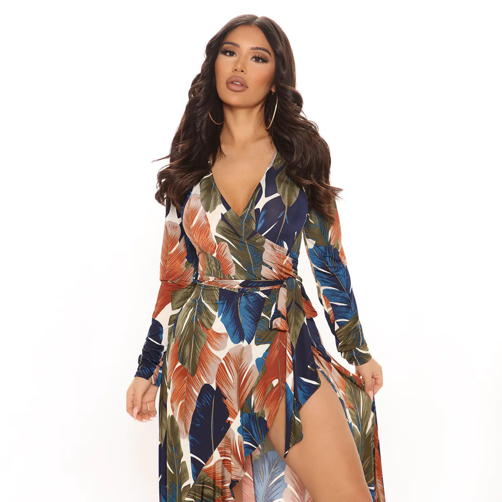 Irregular Split Long Sleeve Dress