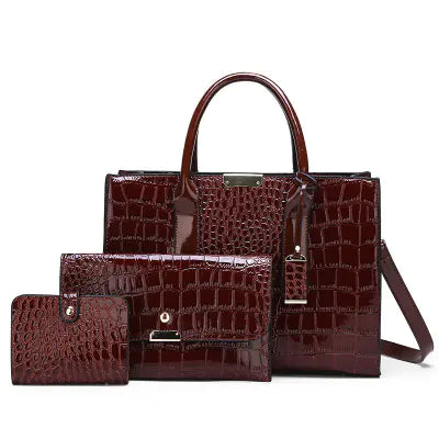 Crocodile Pattern Bag Set with Crossbody Style