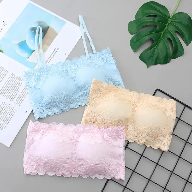 Lace Bandeau Top with Adjustable Straps and Padding