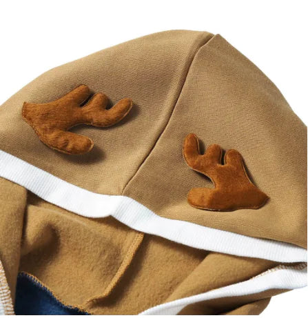 Autumn Men's Jacket with Christmas Reindeer Hoodie