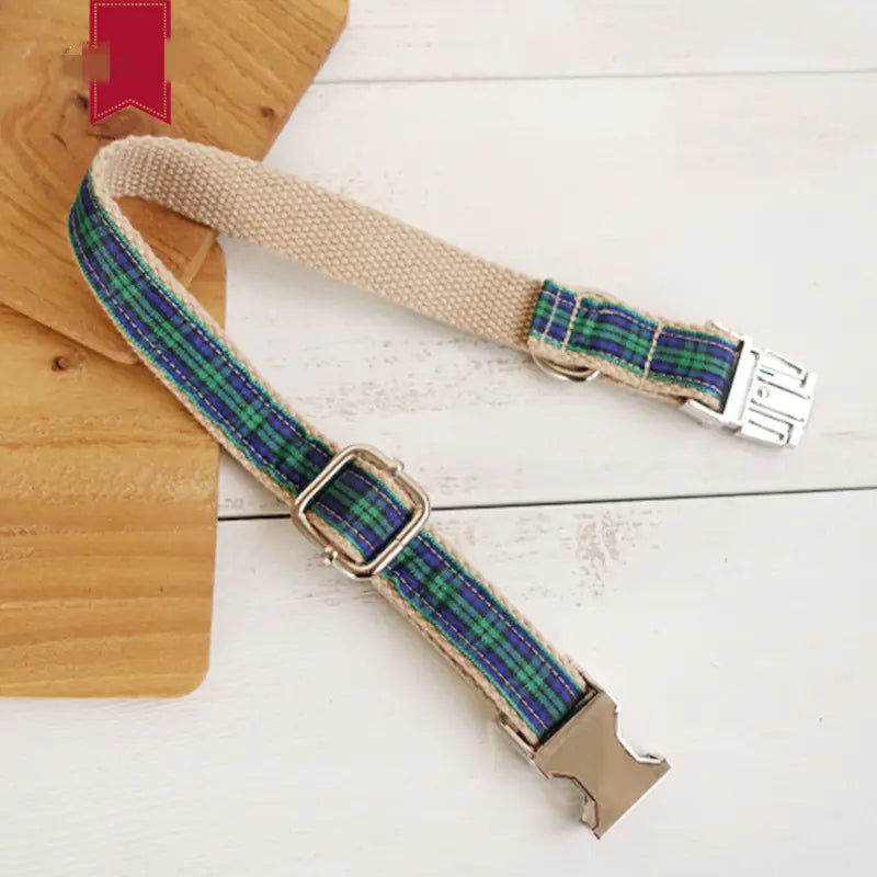Metal Dog Collar with Grid Design