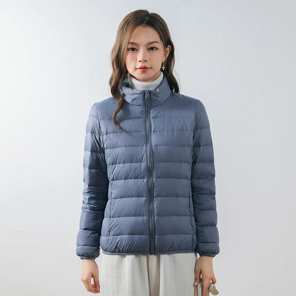 Lightweight Women's Down Jacket with Stand Collar (Plus Size)