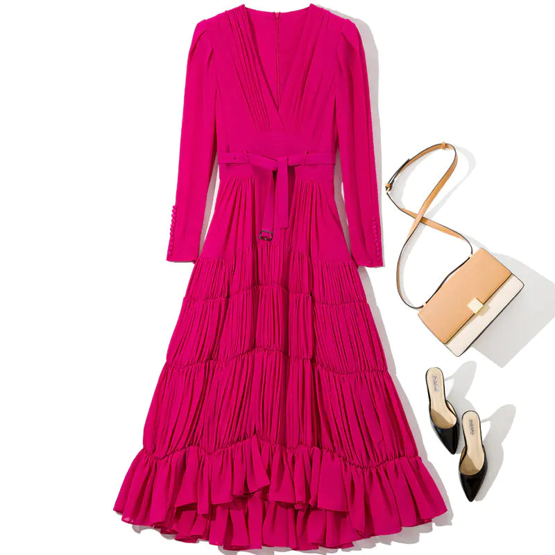 Women's Long Sleeve Dress with Belt