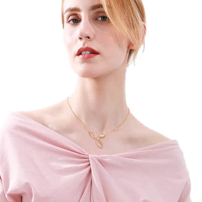 Custom Gold-Plated Stethoscope Pendant Necklace