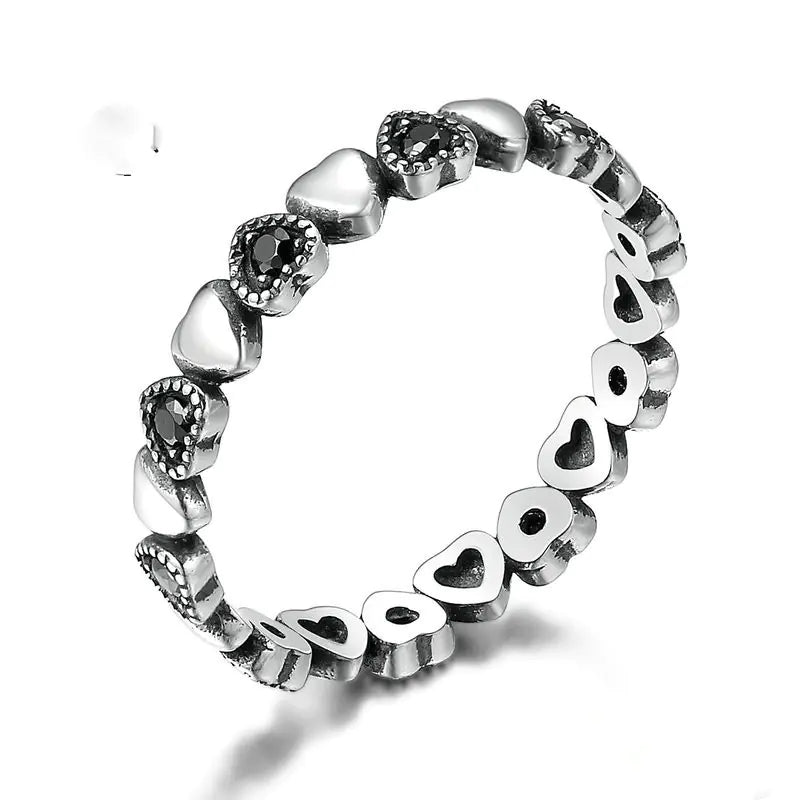 S925 Silver Heart-Shaped Gemstone Ring for Women