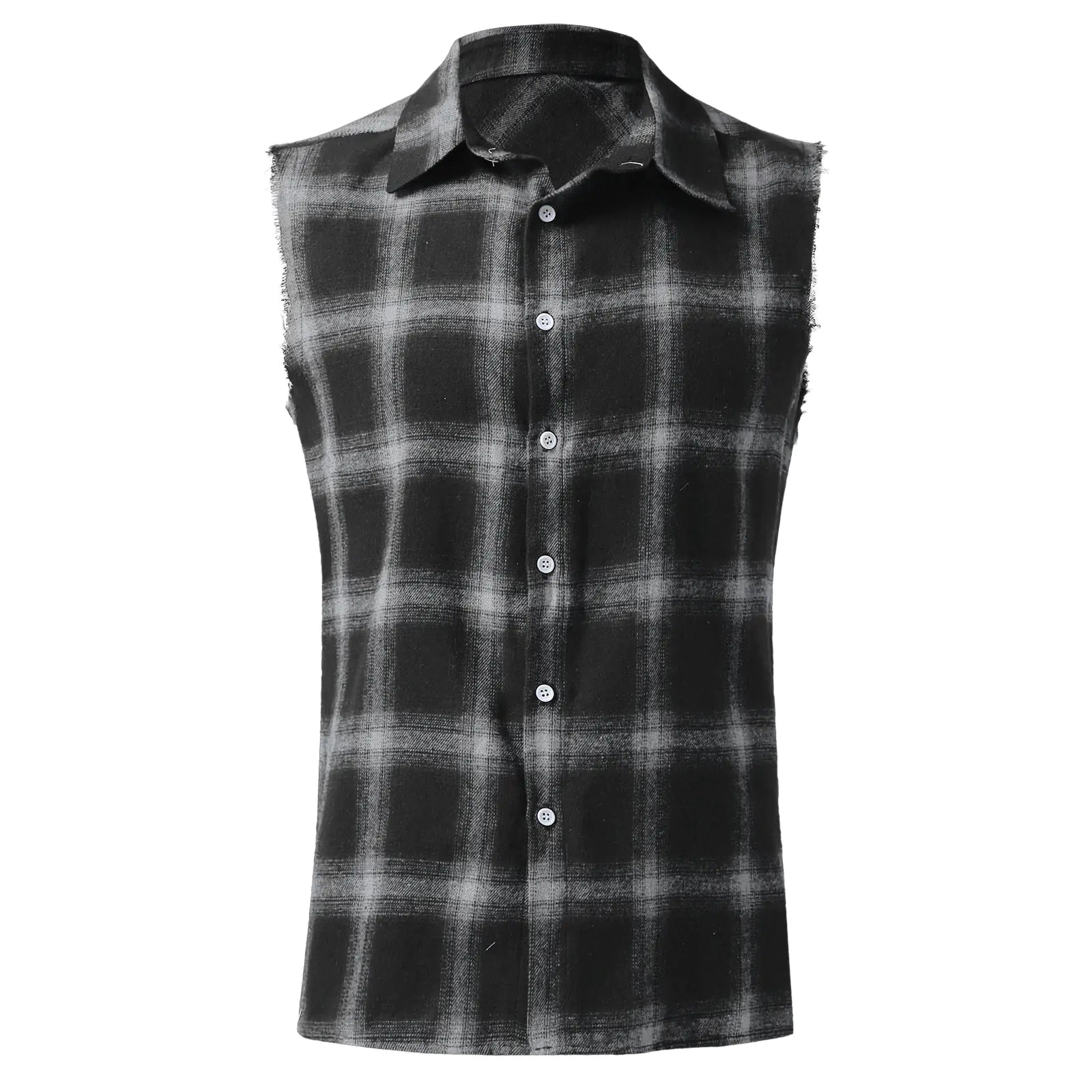 Men's Fashionable Plaid Sleeveless Cardigan Vest