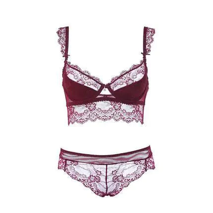 Lace Cotton Bra Set with Side Support (Style 9168B)