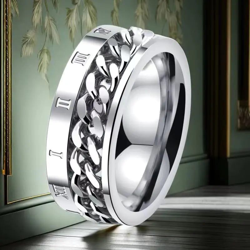 Men's Colorfast Stainless Steel Spinning Ring