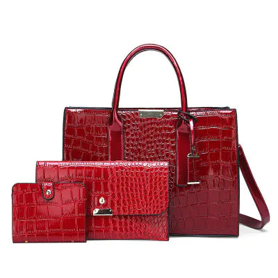 Crocodile Pattern Bag Set with Crossbody Style