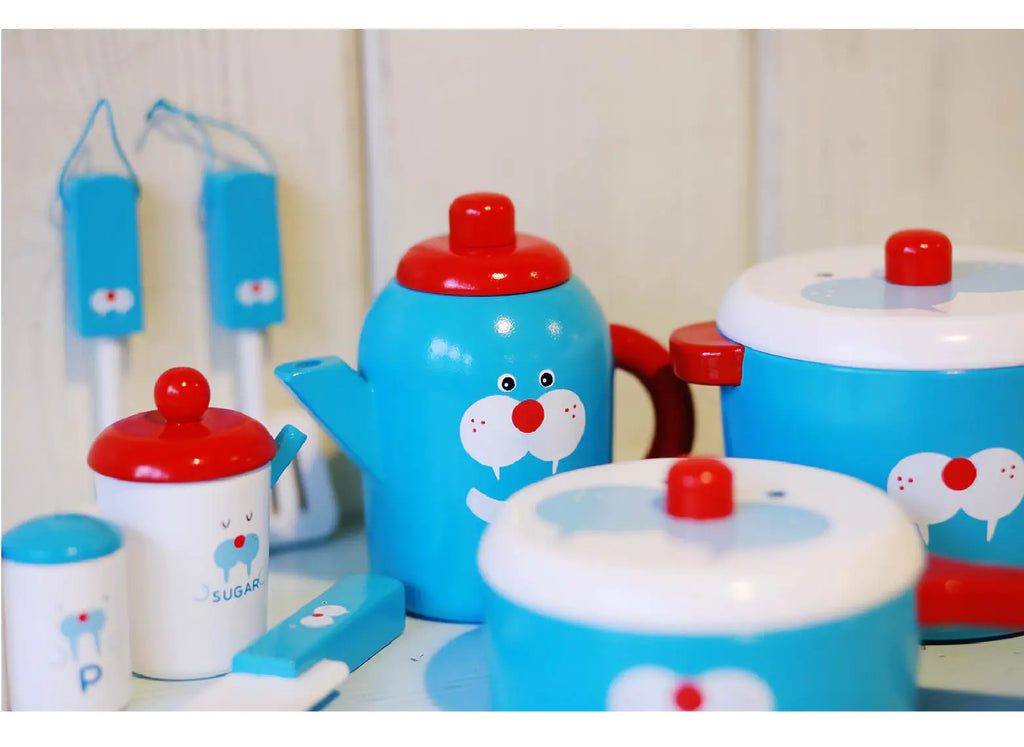 Realistic Wooden Toy Cookware Set for Kids