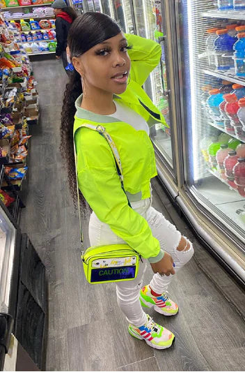 Neon Green Baseball Jacket for Women - Fall Collection