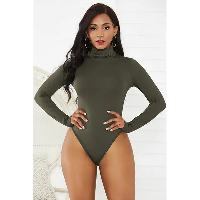 Women's Vintage High-Neck Long-Sleeve Bodysuit