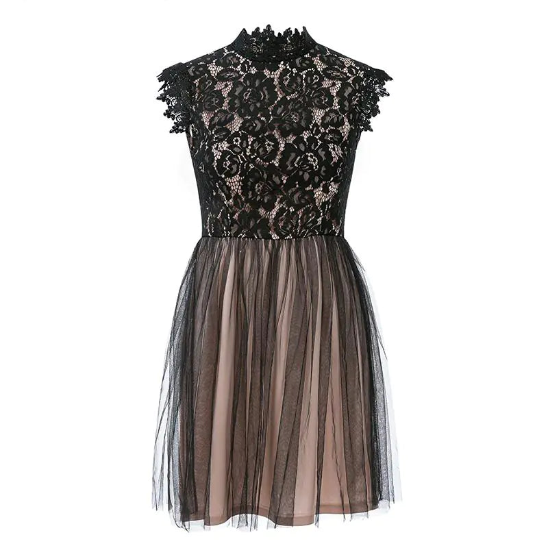 Vintage Lace High-Waisted Dress for Women