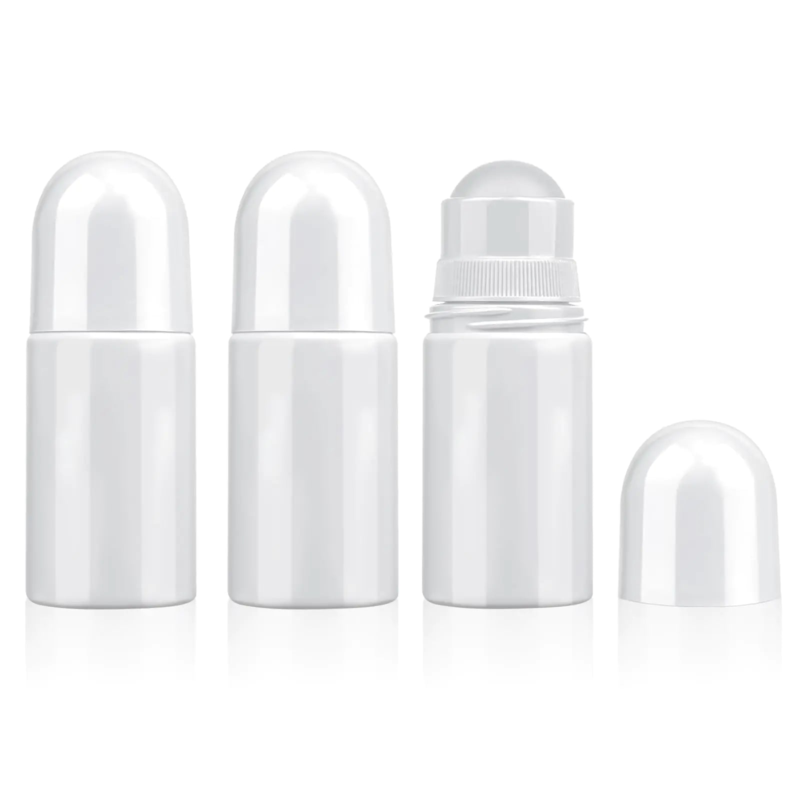 3Pcs 50ml Empty Refillable Roll On Bottles White Plastic Anti-perspirant Roller Bottles Plastic Roller Bottle Leak-Proof DIY Deodorant Container Plastic Rollerball Bottles for Essential Oil Perfumes