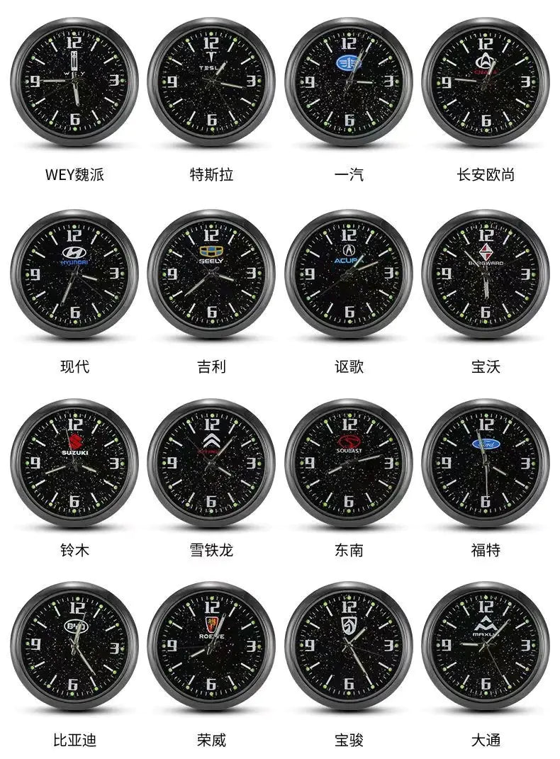 Car Dashboard Starry Night Clock - Quartz Timepiece