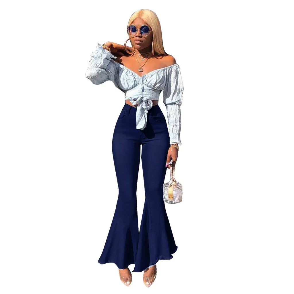 High Stretch Denim Flared Jeans for Women