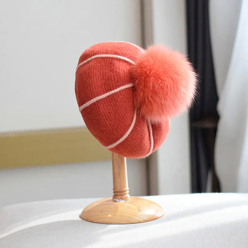 Pumpkin Wool Beret for Women in Autumn & Winter