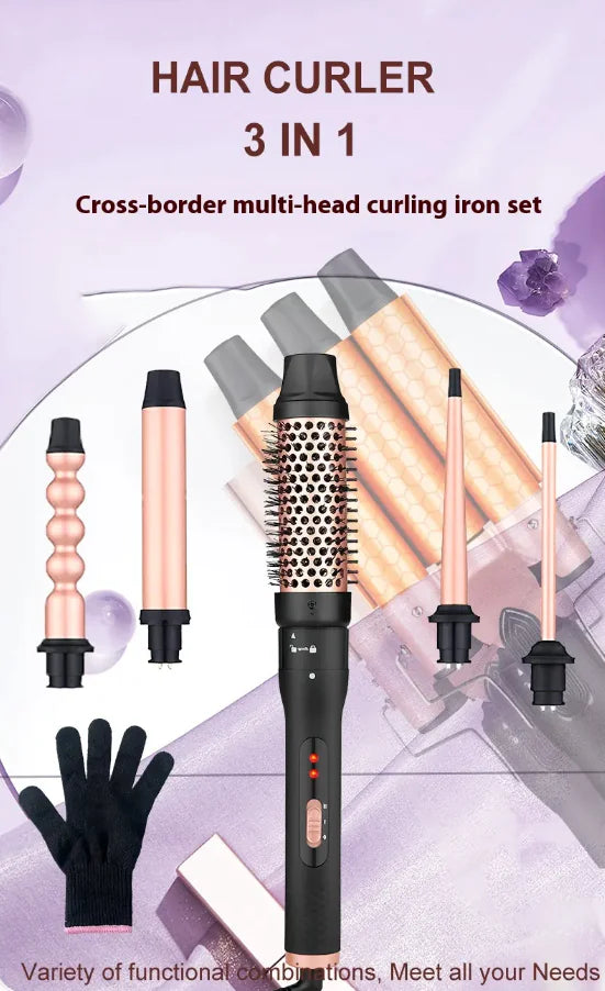 All-in-One Three-Tube Water Wave Hair Curler (Multiple Power Types & Plugs)