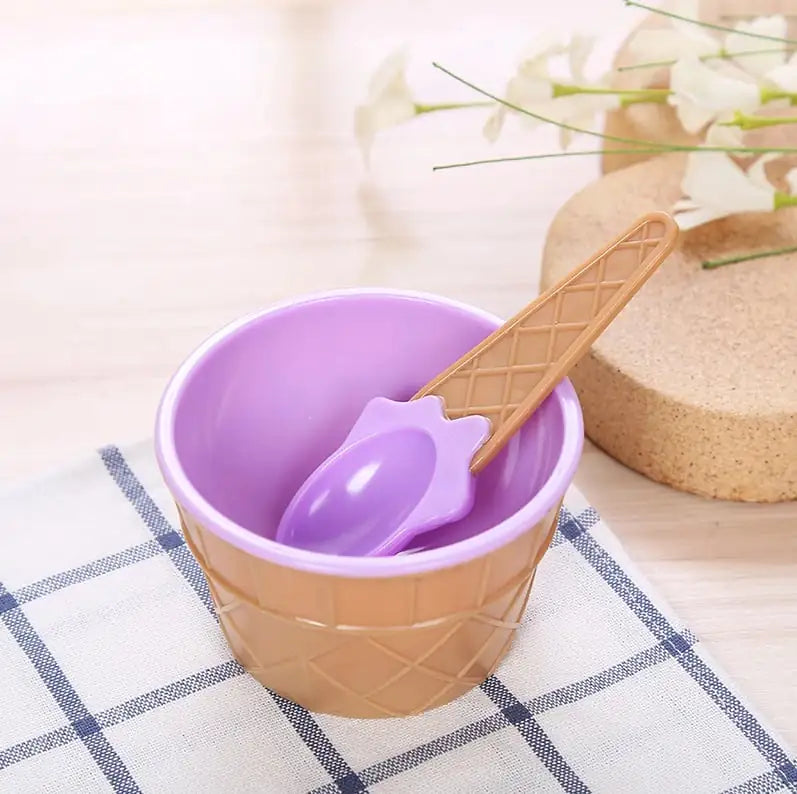 Kids Ice Cream Bowl and Spoon Set (1 Set)