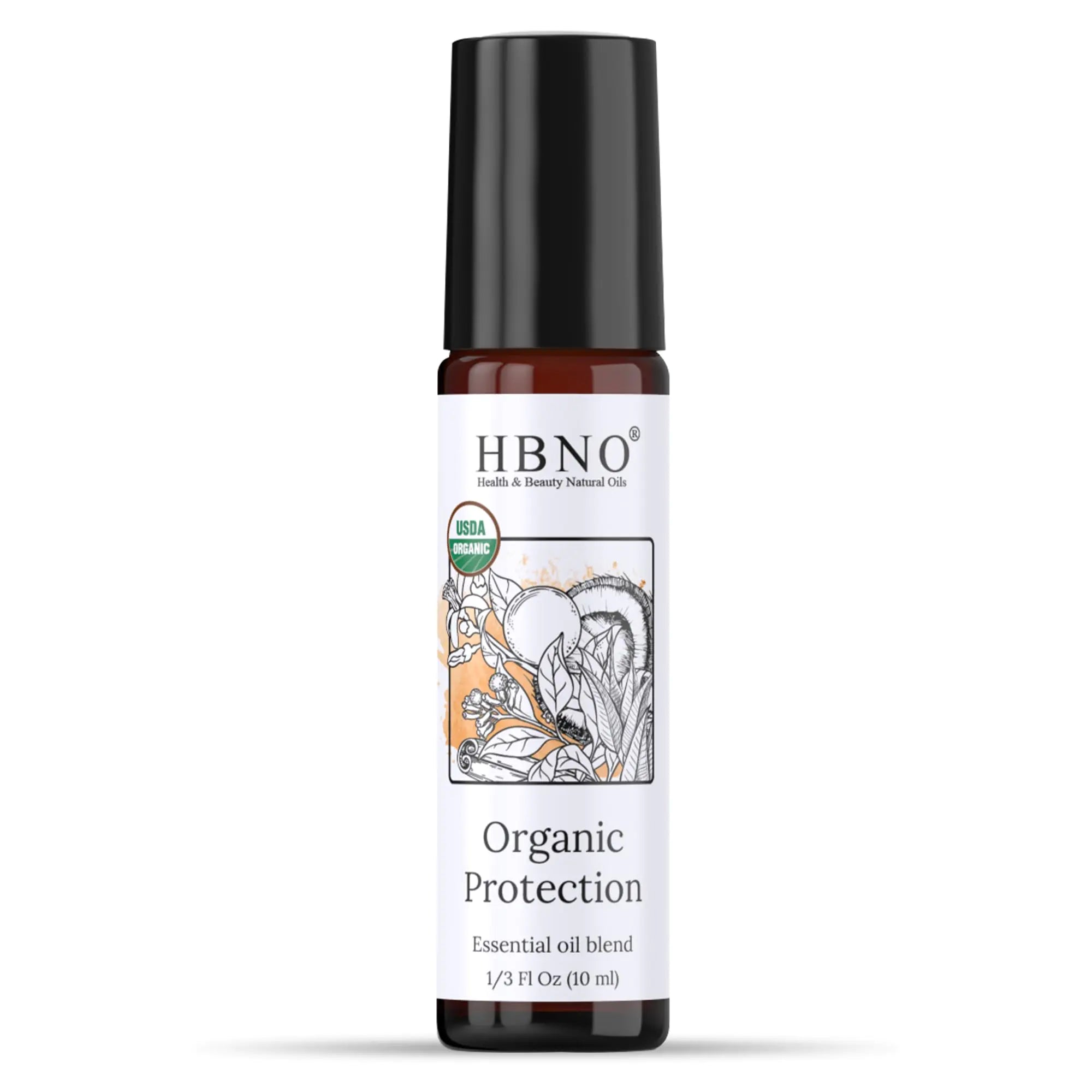 HBNO Organic Protection Blend and Mct Roll-on - 1/3 oz (10 ml) Travel Size - USDA Certified Organic - Perfect for Traveling Aromatherapy Massage perfumes moisturizer