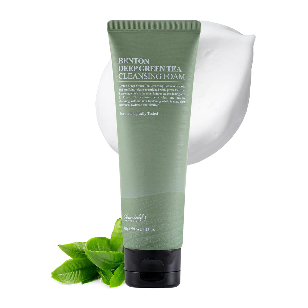 Deep Green Tea Natural Face Wash (4.23 oz.) - Hydrating and Gentle Facial Cleanser for Various Skin types Korean Foaming Facial Cleanser
