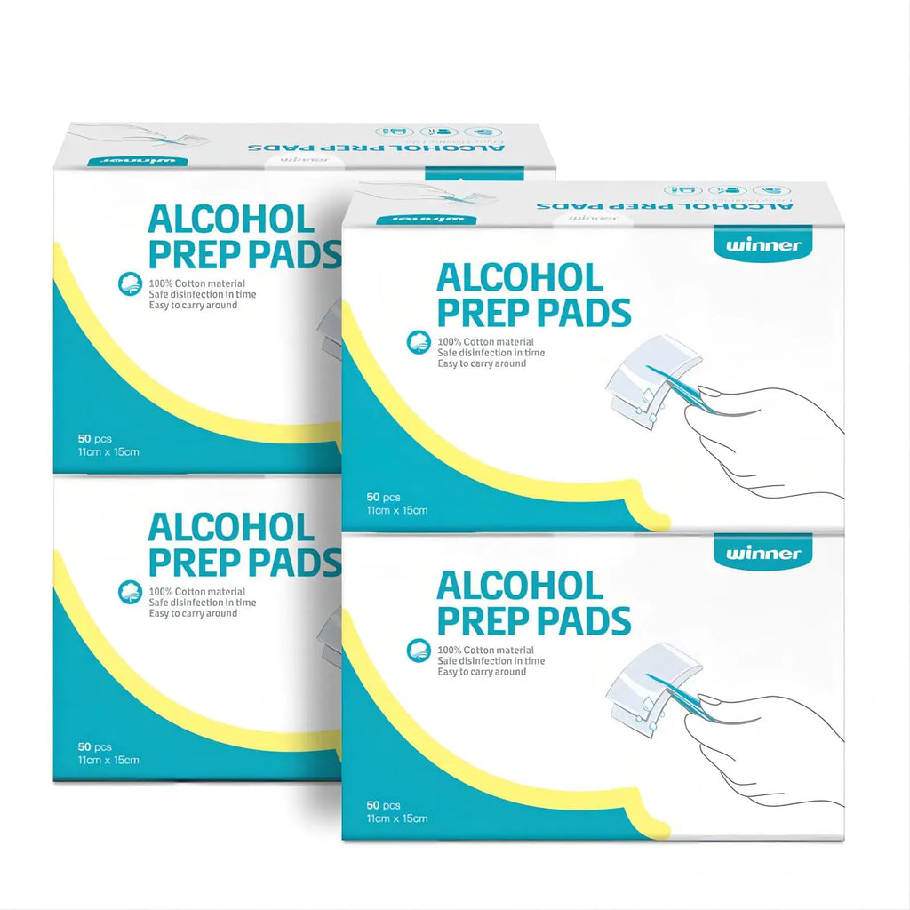Winner Large Alcohol Prep Pads 6" x 4" Alcohol Swabs Individually Wrapped 4-Ply Cotton Alcohol Pads 200 Count 70% Isopropyl Alcohol Wipes Essential for First Aid Home and Laboratories