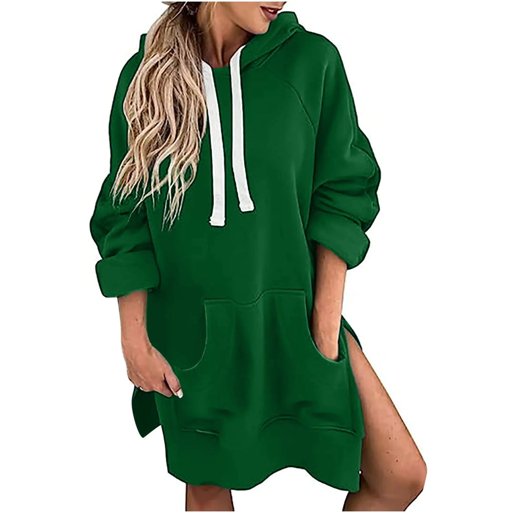 Loose-fitting Long Sleeve Women's Sweater with Drawstring