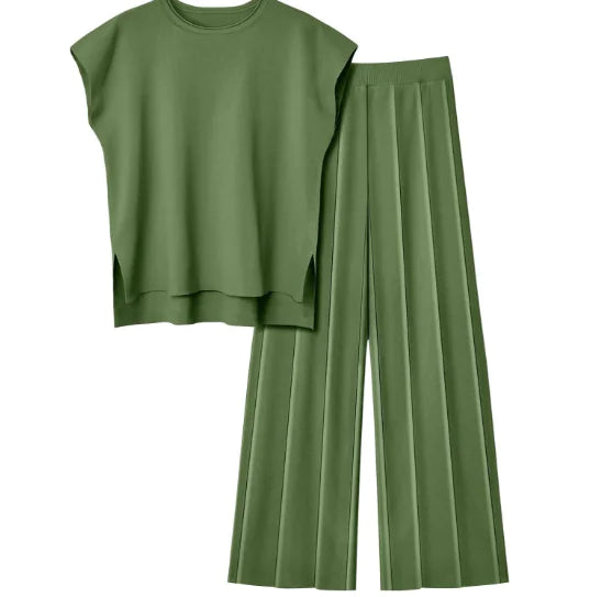 Women's Viscose Fiber Set with Wide-Leg Pants (One Set)