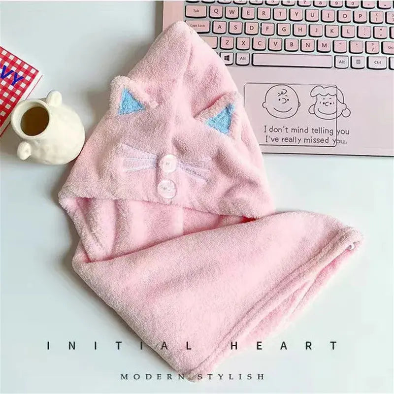 Cute Cat Microfiber Quick-Drying Bath Towel for Women