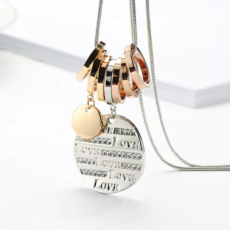 Fashion Long Necklace with Creative English Pendant