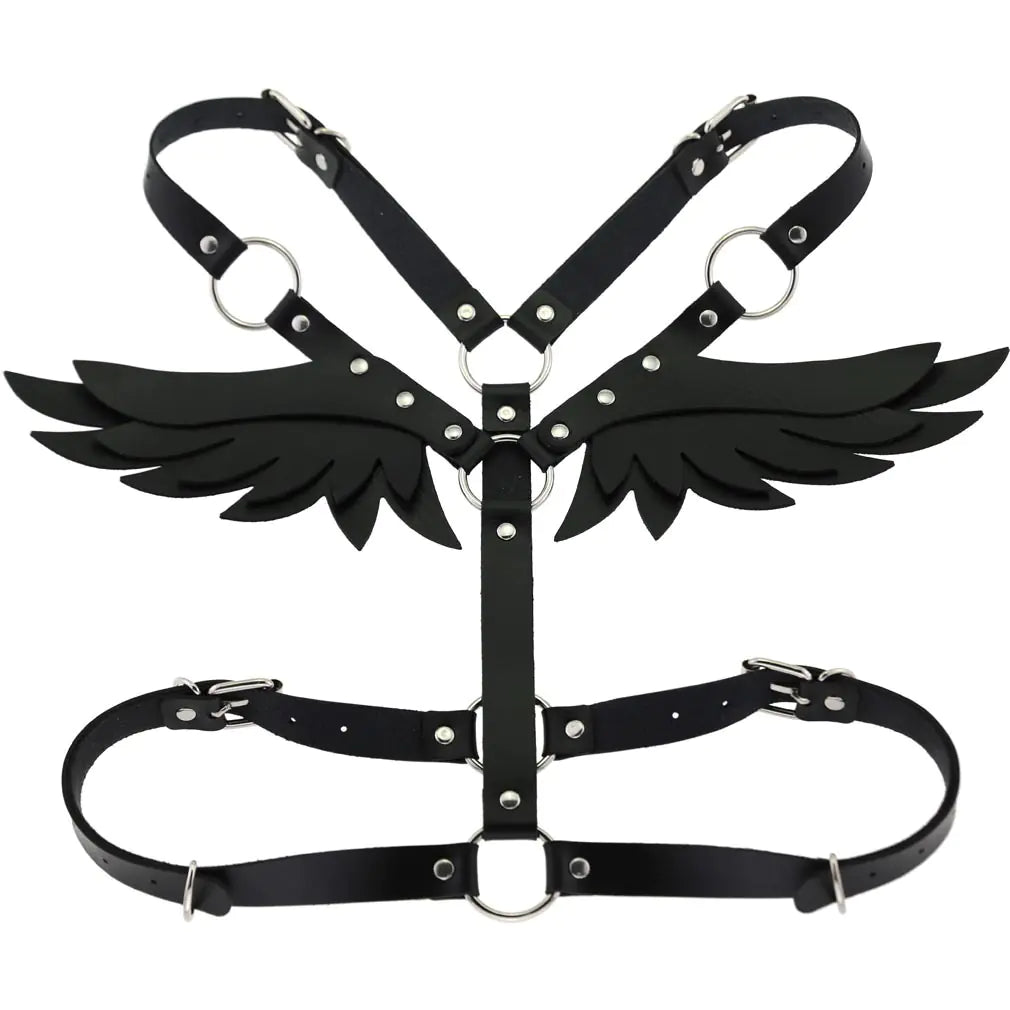 Women's Leather Angel Wings Harness Set
