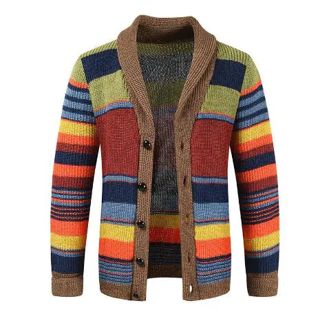 Vintage Men’s Hooded Cardigan Sweater in Ethnic Style