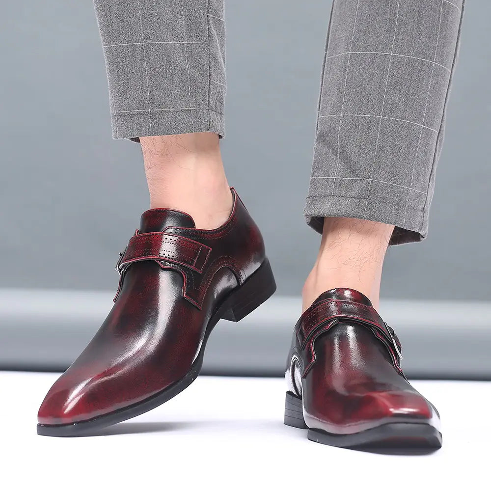 Men's Leather Business Casual Non-Slip Square Toe Shoes