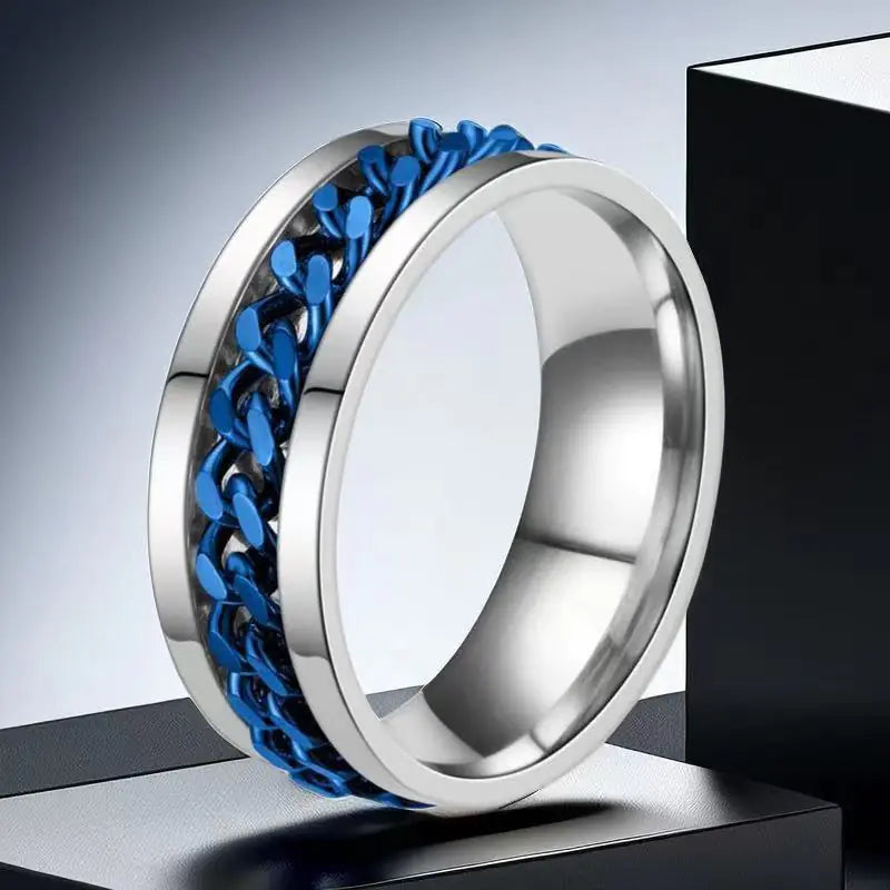 Men's Colorfast Stainless Steel Spinning Ring