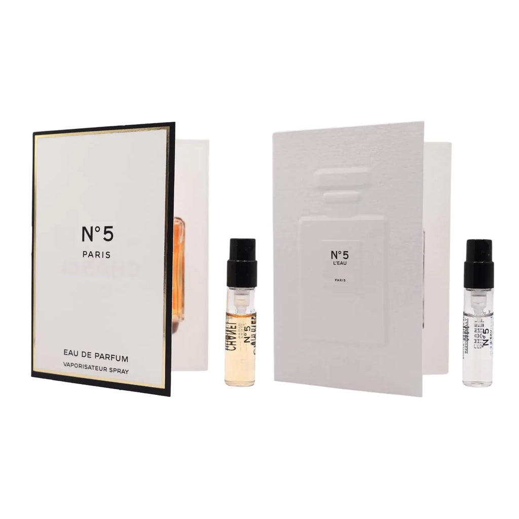 Set 2 Cologne Luxury Travel Size for Women Sample Spray Vial 0.05oz/ 1.5ml each. No.5 Eau De Parfum/No.5 Leau Eau De Toilette
