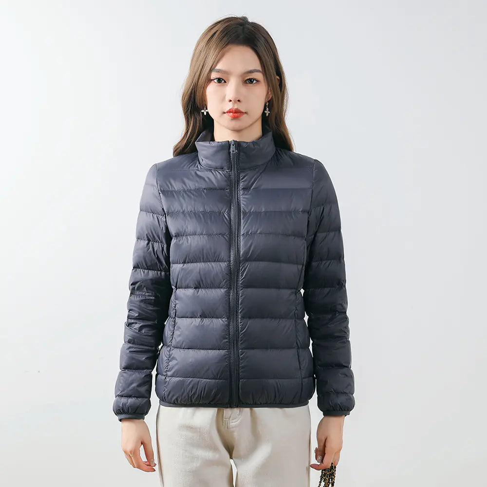 Lightweight Women's Down Jacket with Stand Collar (Plus Size)
