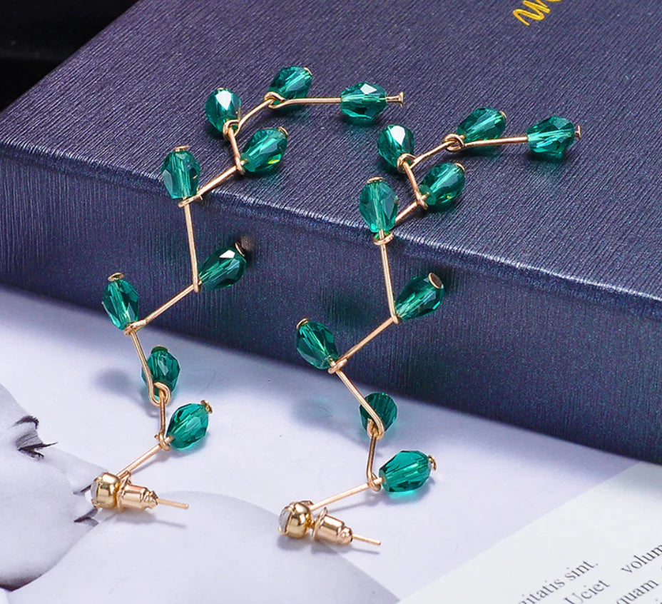 Long Tassel Earrings with Crystal Accents