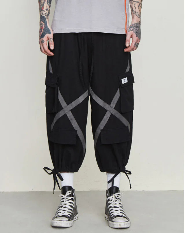 Hip Hop Loose Fit Jogger Pants with Multiple Pockets