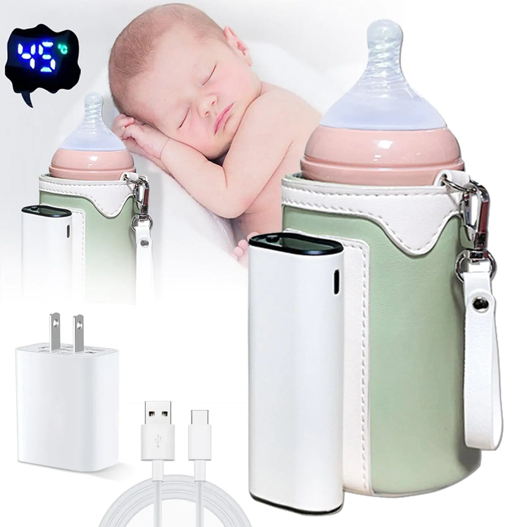 Portable Bottle Warmer USB Rechargeable Baby Bottle Warmer with 21-Level Temperature Regulation Baby Warmer Bottle with Temperature Digital Display for Home Family Trave