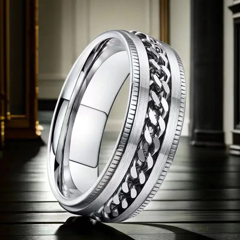 Men's Colorfast Stainless Steel Spinning Ring