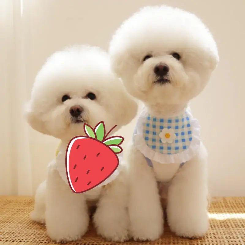 Cute Puppy Dog Plaid Flower Bib for Pets