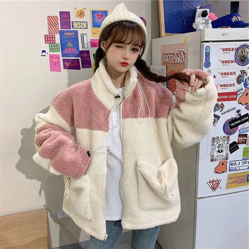 Winter Lamb Wool Plush Coat for Women