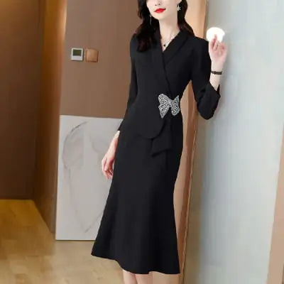 Beaded Professional Stitching Midi Skirt for Women