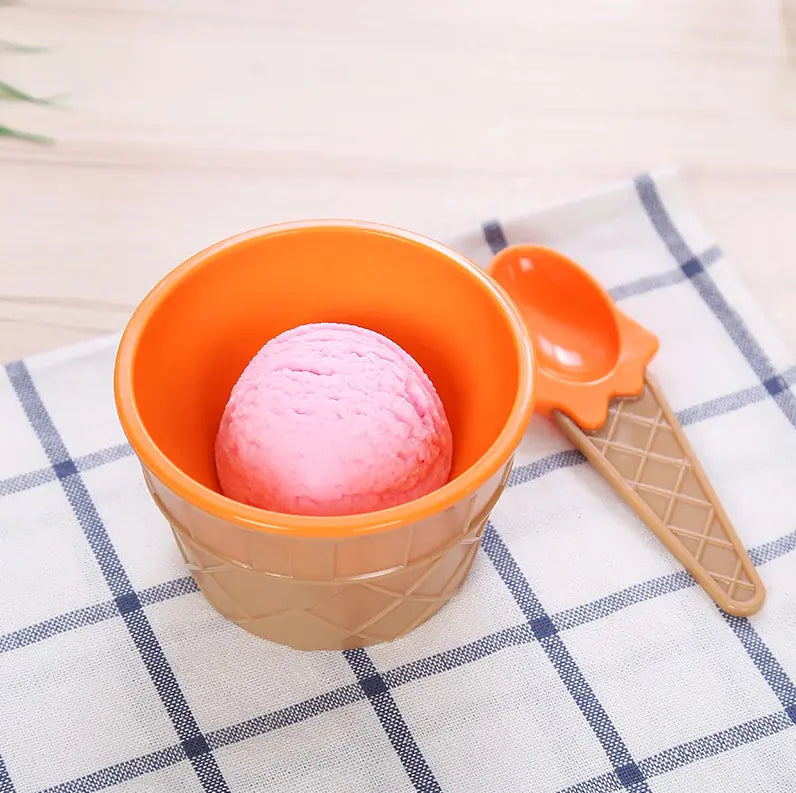 Kids Ice Cream Bowl and Spoon Set (1 Set)