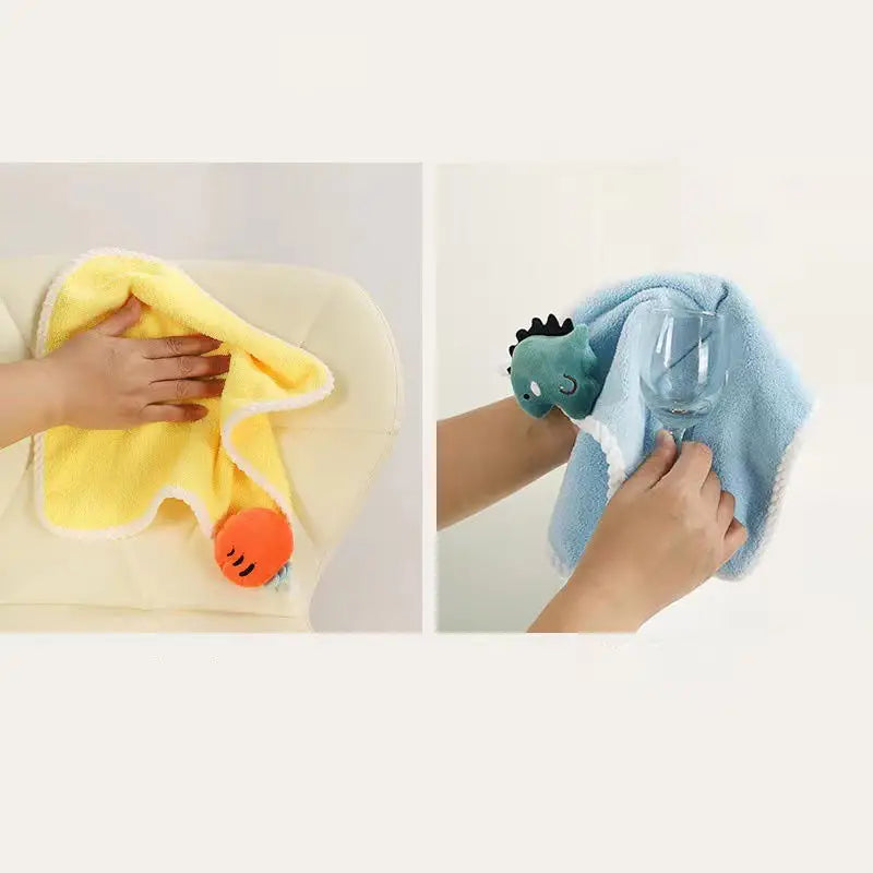 Coral Fleece Cartoon Fruit Hanging Hand Towel (1pc)