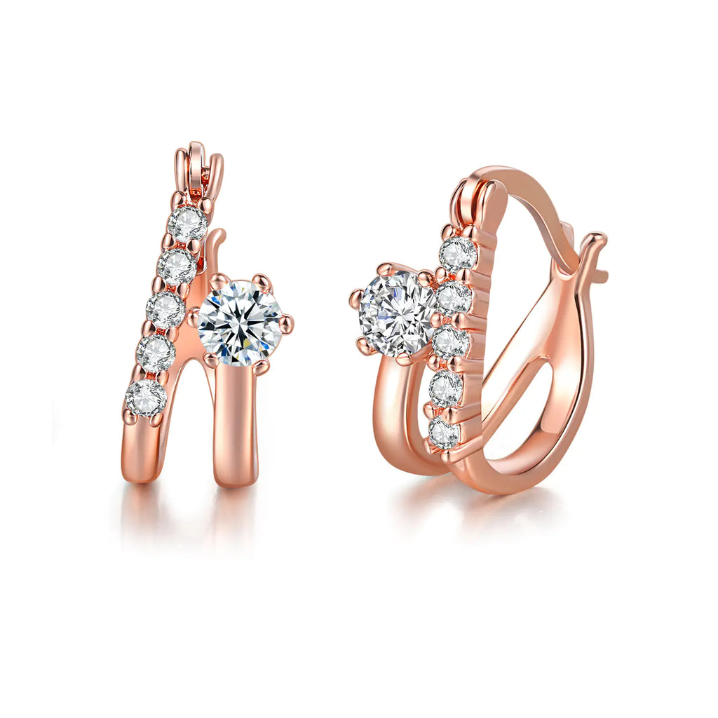 Stylish Ear Studs with 3A Zircon and Crystals