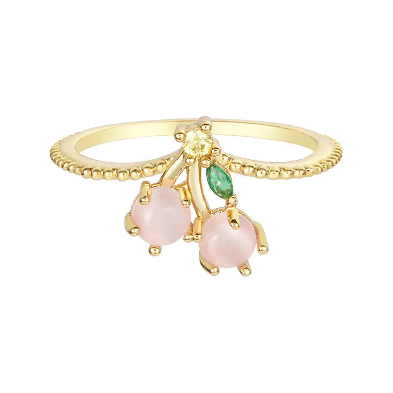 Tropical Fruit Cherry Peach Zircon Ring for Women