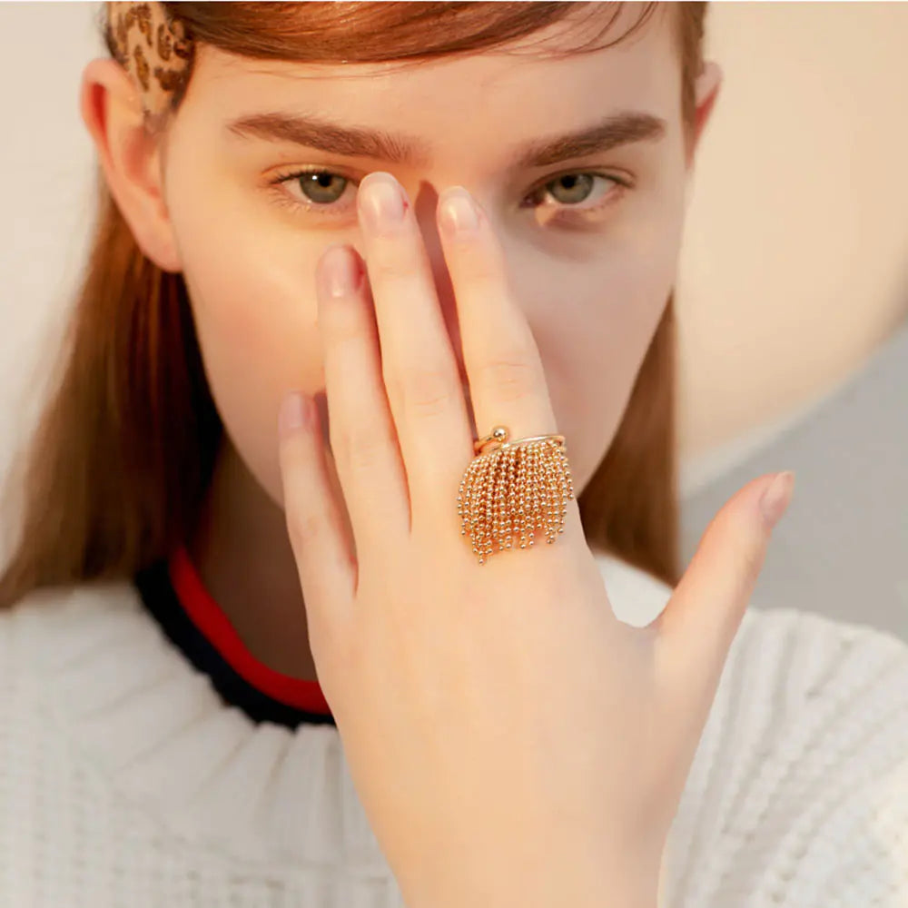 Spring Wheat Ear Tassel Joint Ring for Women