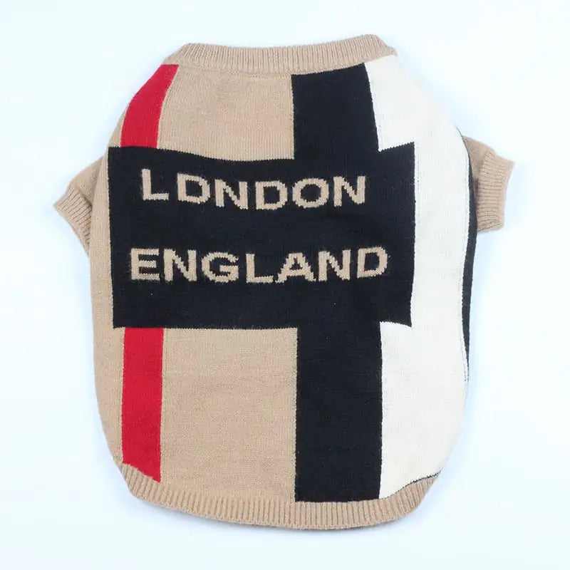 British Check Teddy Dog Costume Crew Neck Sweater