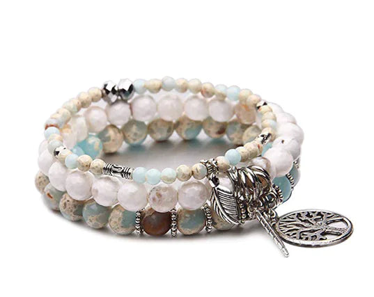 Agate Bracelet with Multi-Layer Tree of Life Design